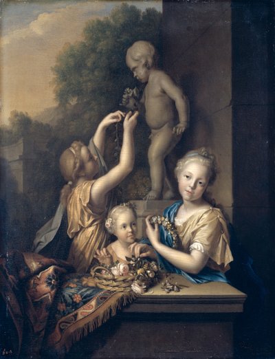 Three Girls sacrifice Flowers to Amor by Pieter van der Werff